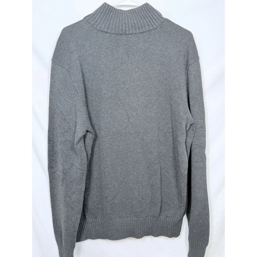 Vintage Polo Ralph Lauren‎ Sweater Mens Large Gray Cotton Shawl Collar Mock Neck